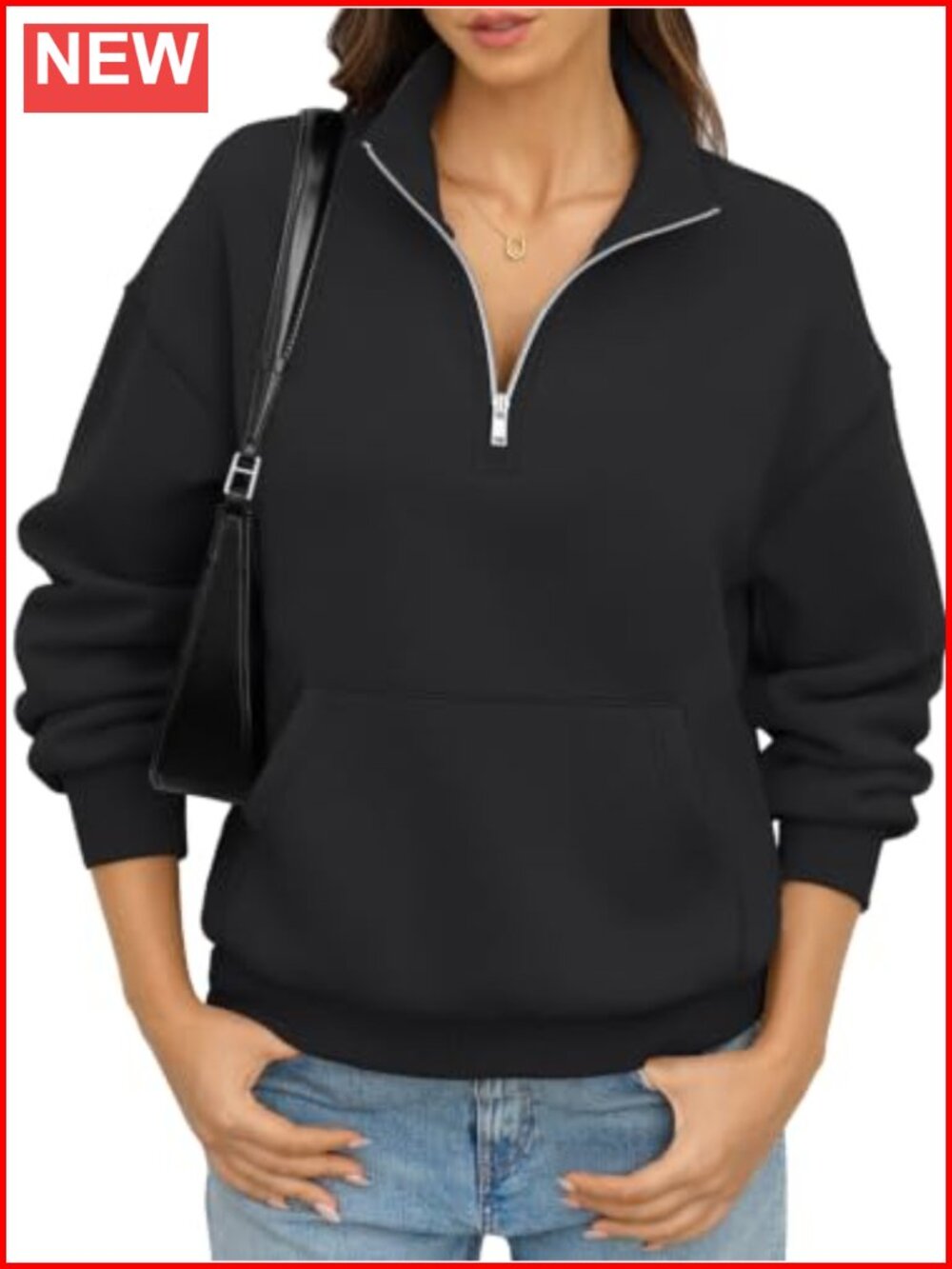 Oversized Quarter Half Zip Fleece Sweatshirt Kangaroo Pocket Y2K Pullover